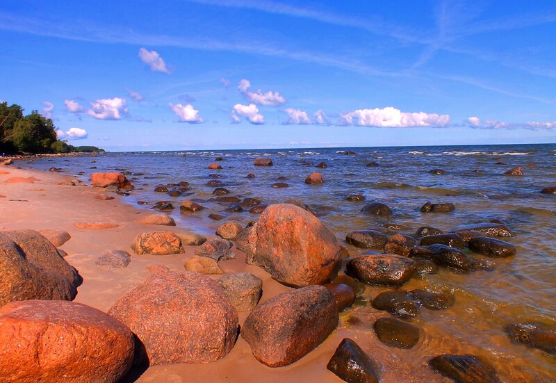 Rocky Beach Shoreline — Blue, Serene, Afternoon
