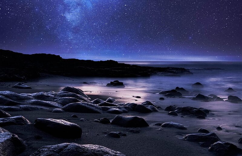 Rocky Beach under Stars