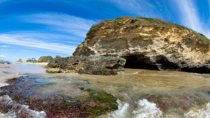 Rocky Beach with Cave
