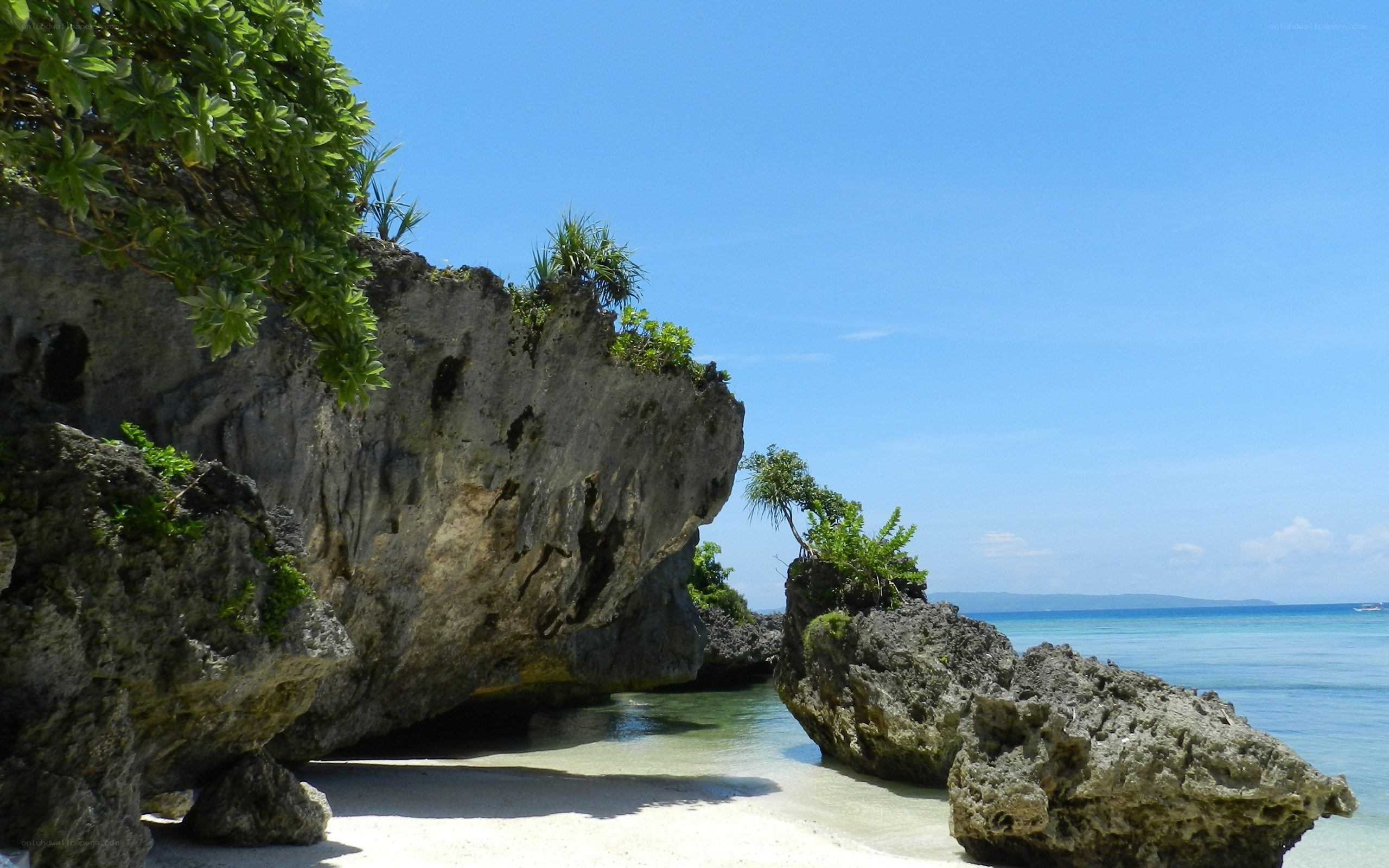 rocky beach with clear water