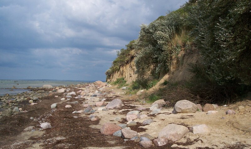 Rocky Beach with Cliffs — Blue