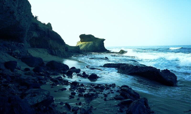 Rocky Beach with Ocean — Blue, Calm