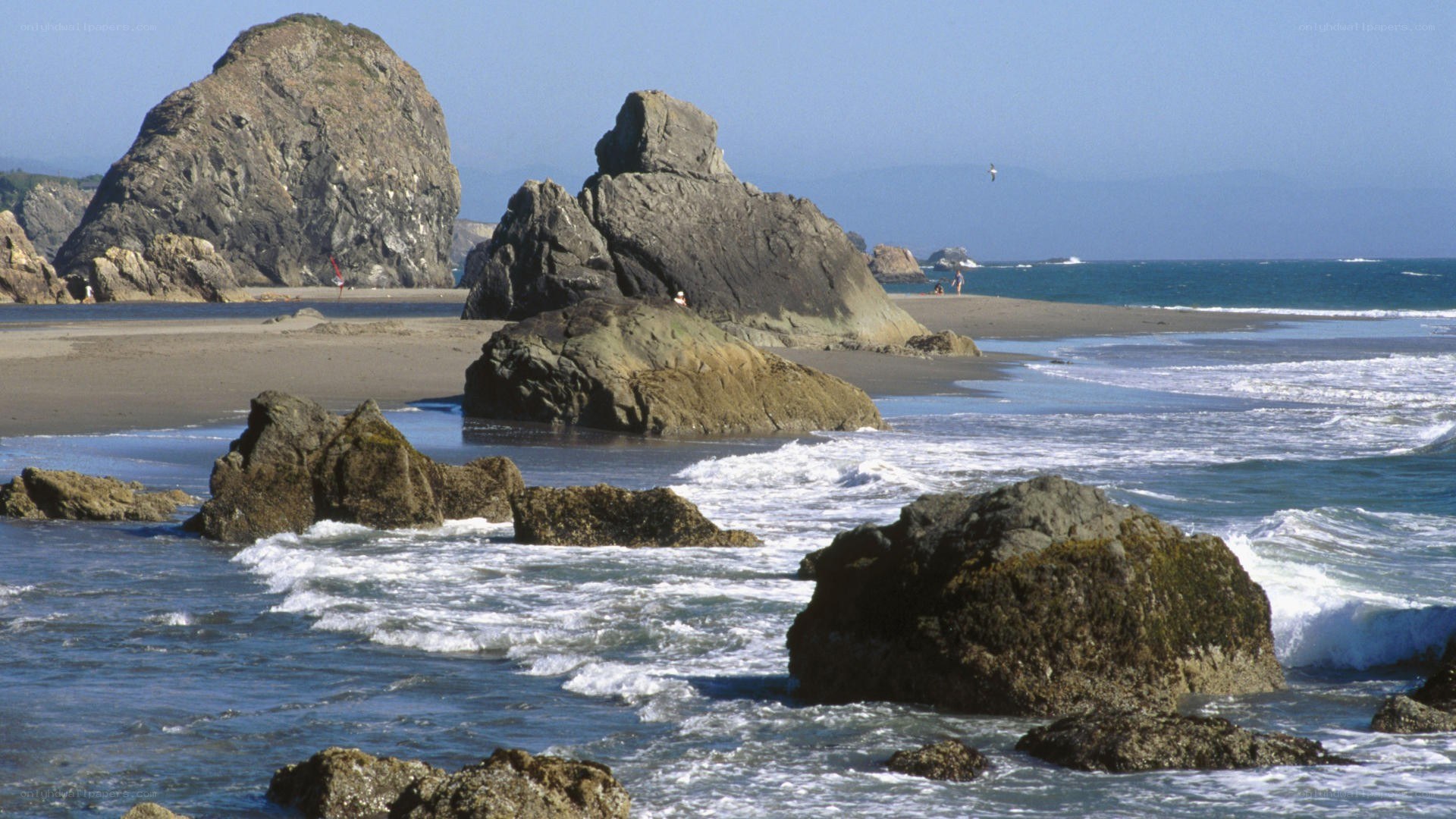 Rocky beach with ocean waves
