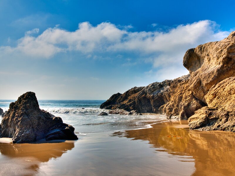 Rocky beach with ocean waves