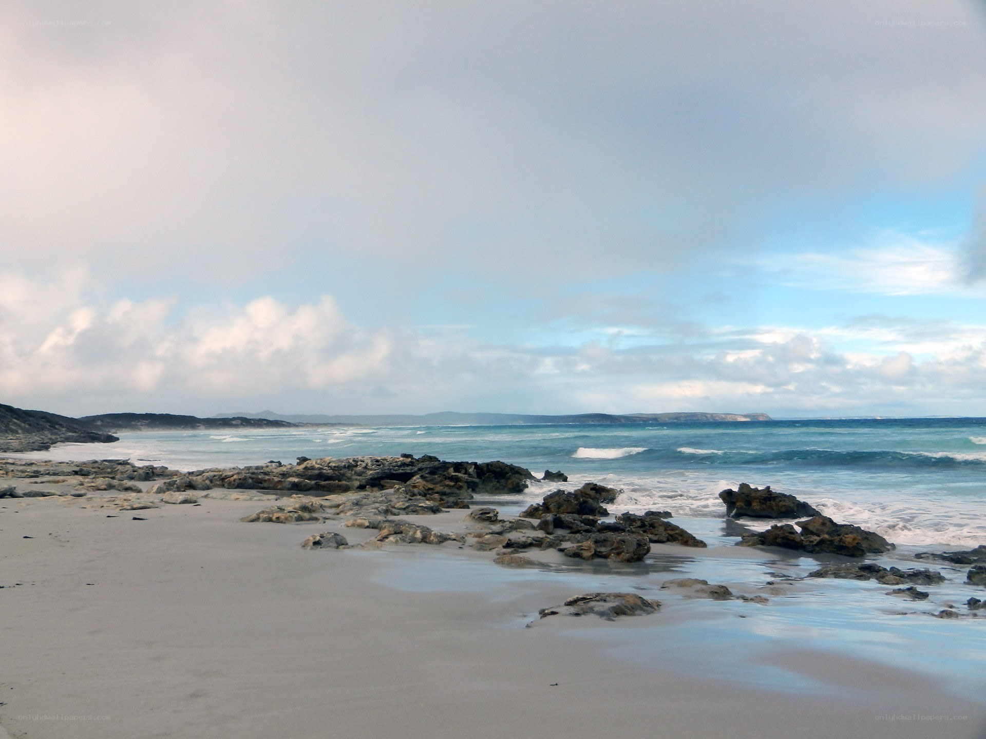 rocky beach with ocean waves