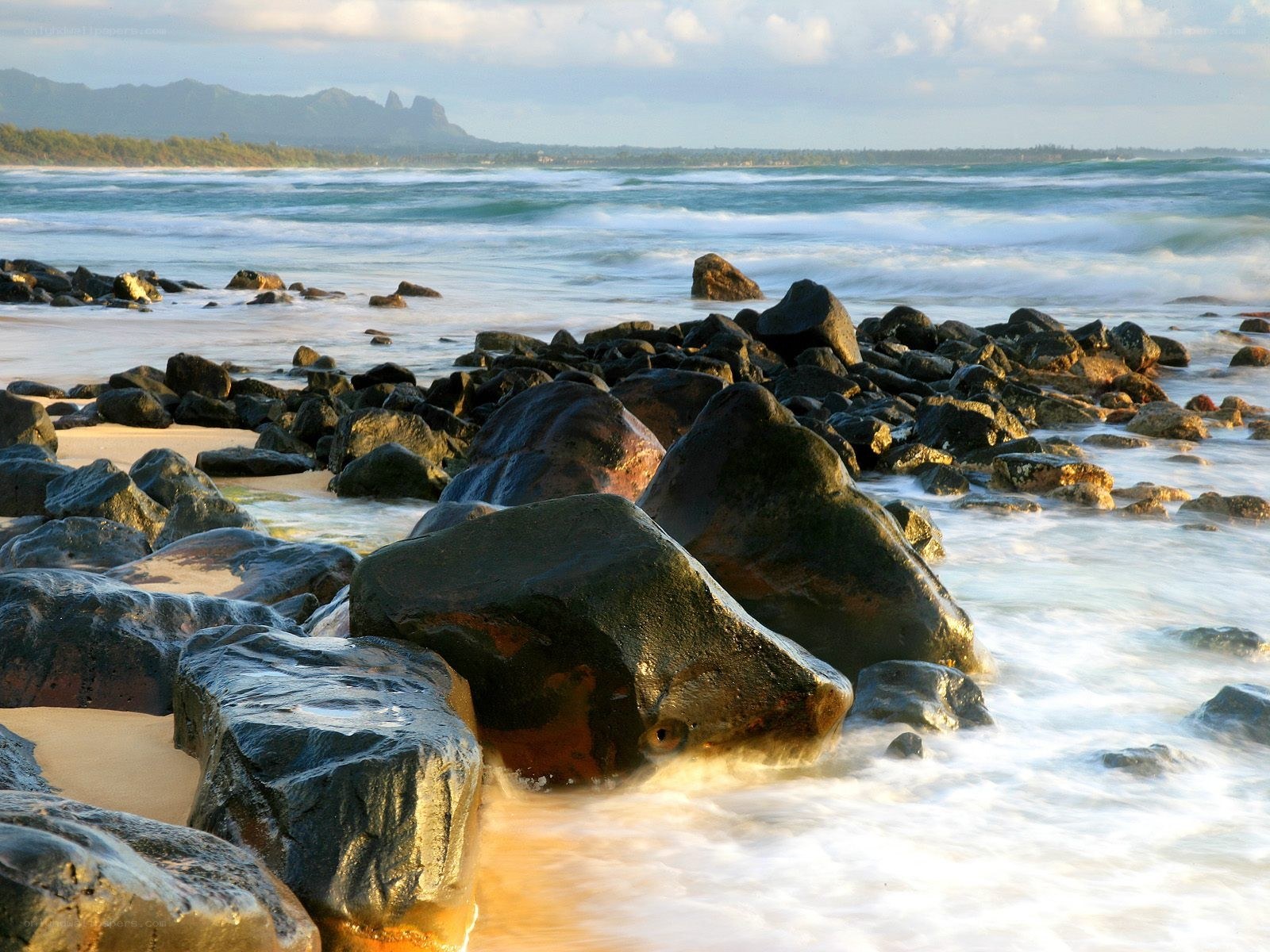 Rocky beach with ocean waves