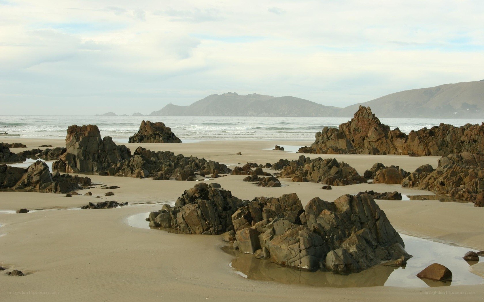 Rocky beach with ocean waves