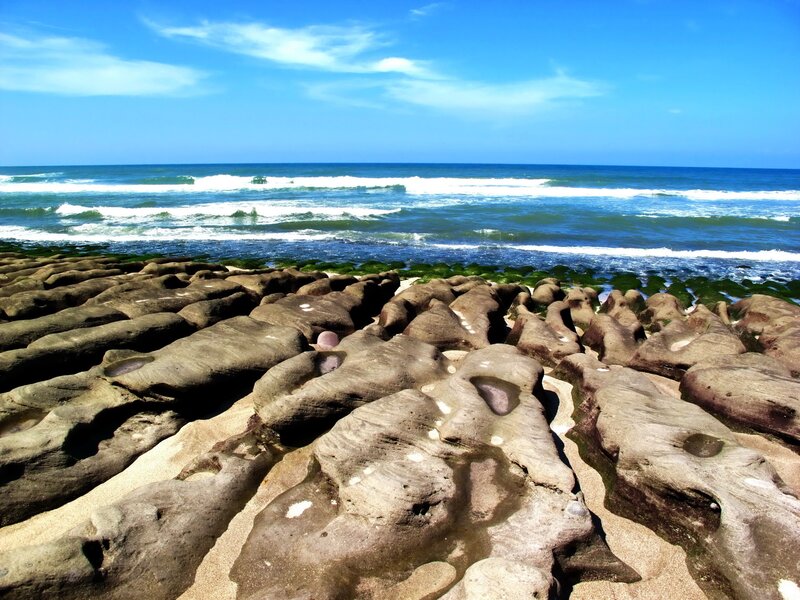 Rocky beach with ocean waves