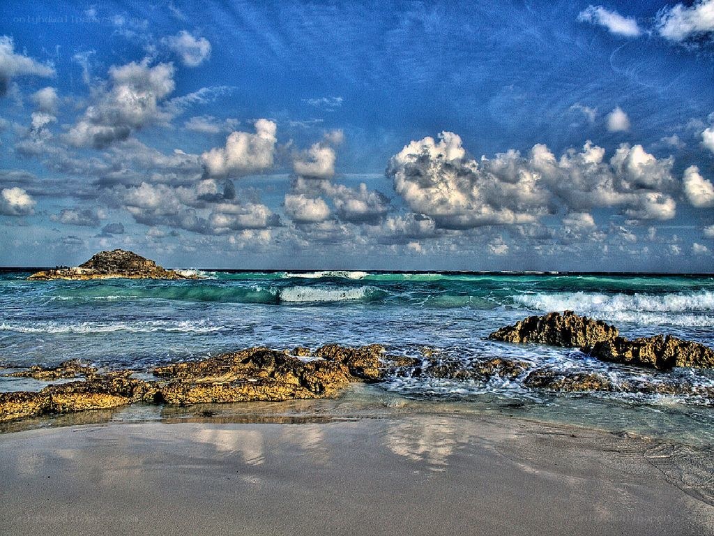 Rocky beach with ocean waves