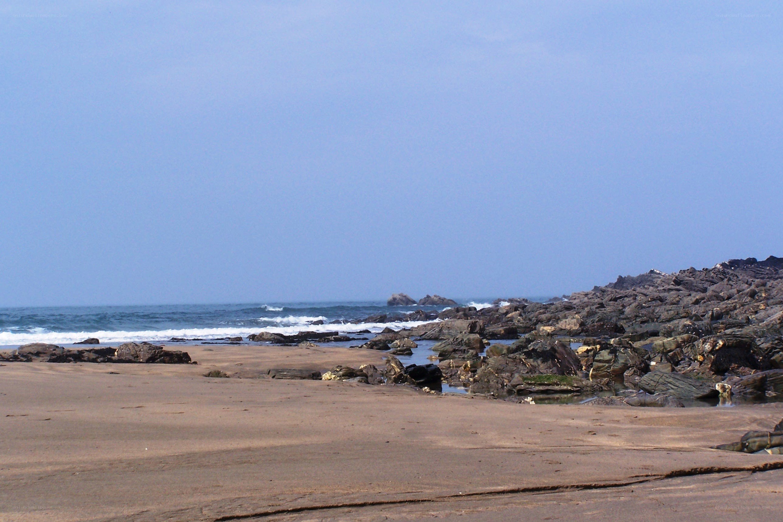rocky beach with ocean waves
