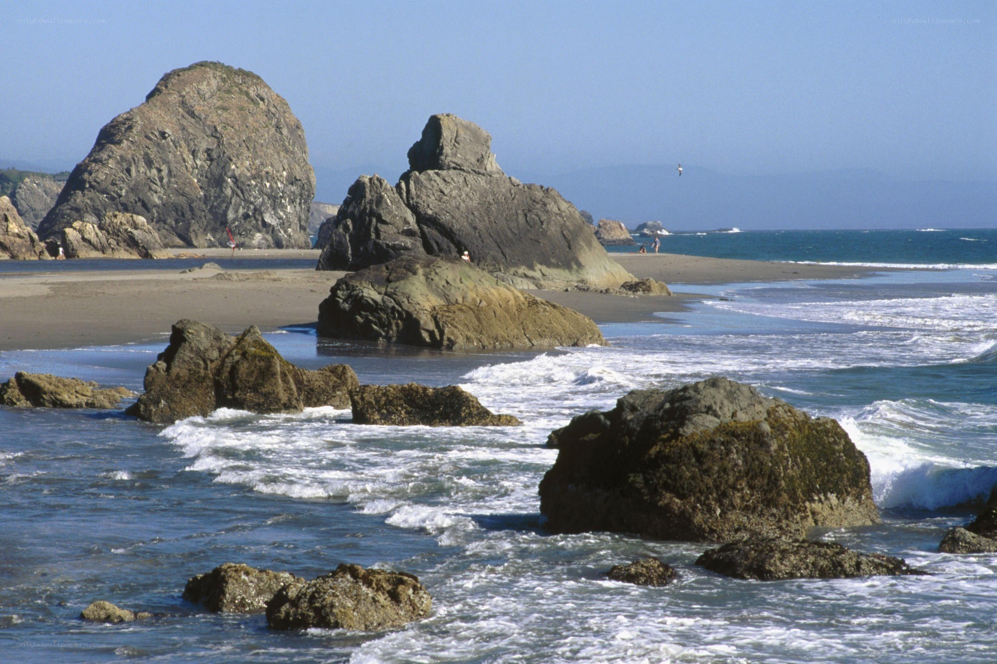 Rocky beach with ocean waves