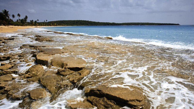 rocky beach with ocean waves