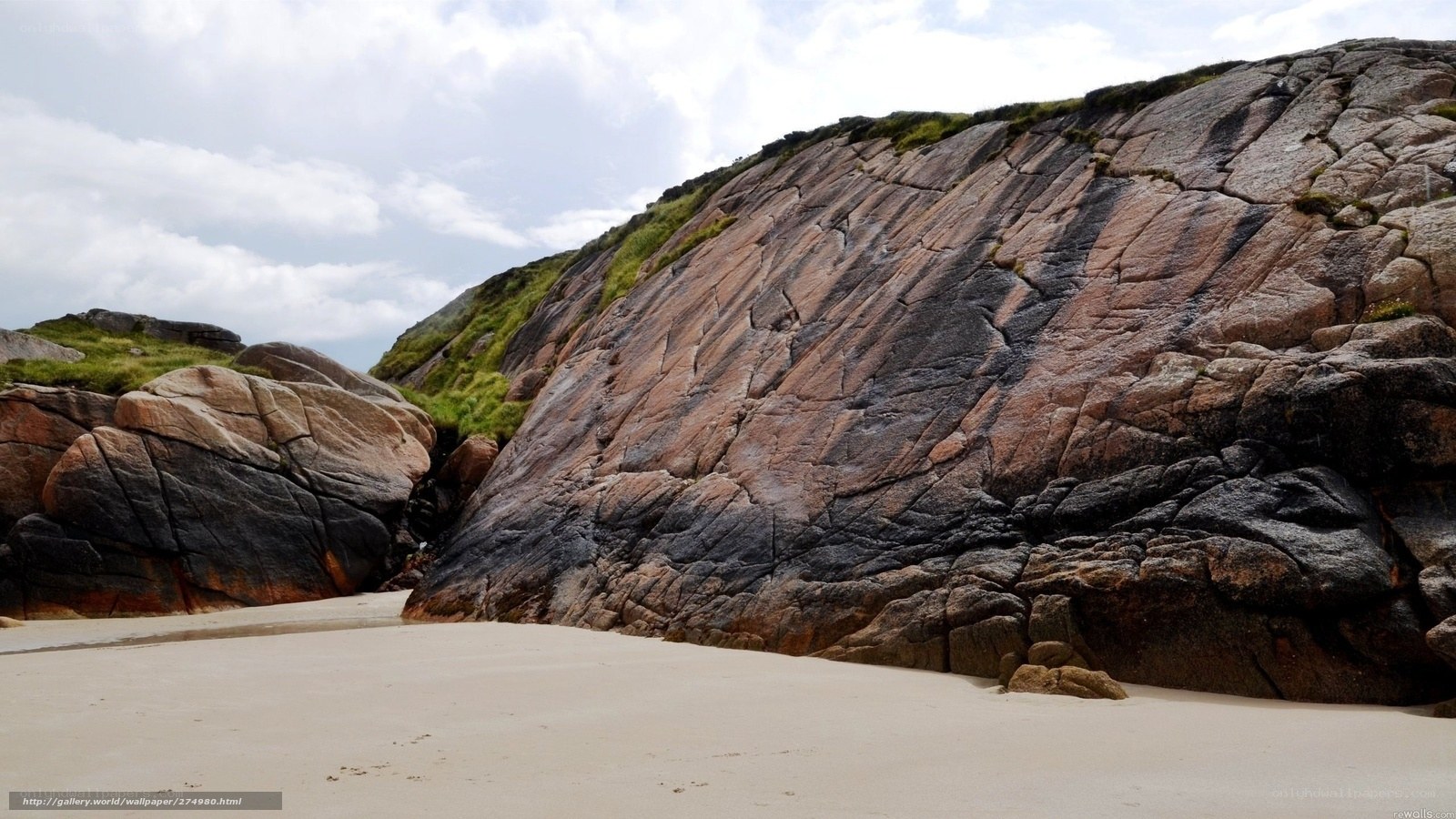 Rocky beach with sand