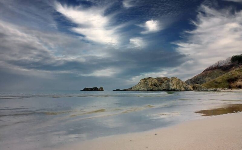Rocky Beach with Sea — Blue, Dramatic