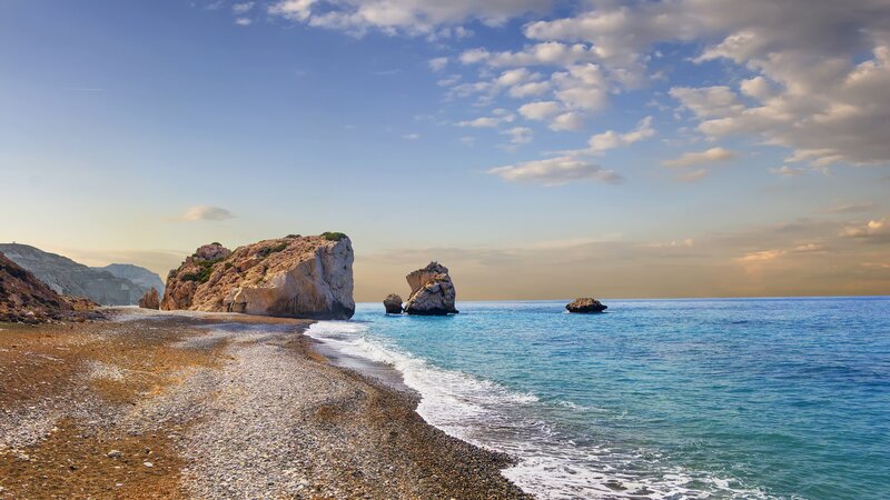 Rocky Beach with Sea — Blue, Serene, Afternoon, Photograph