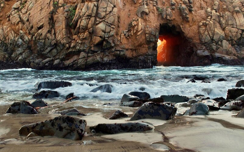 Rocky Beach with Sea Cave