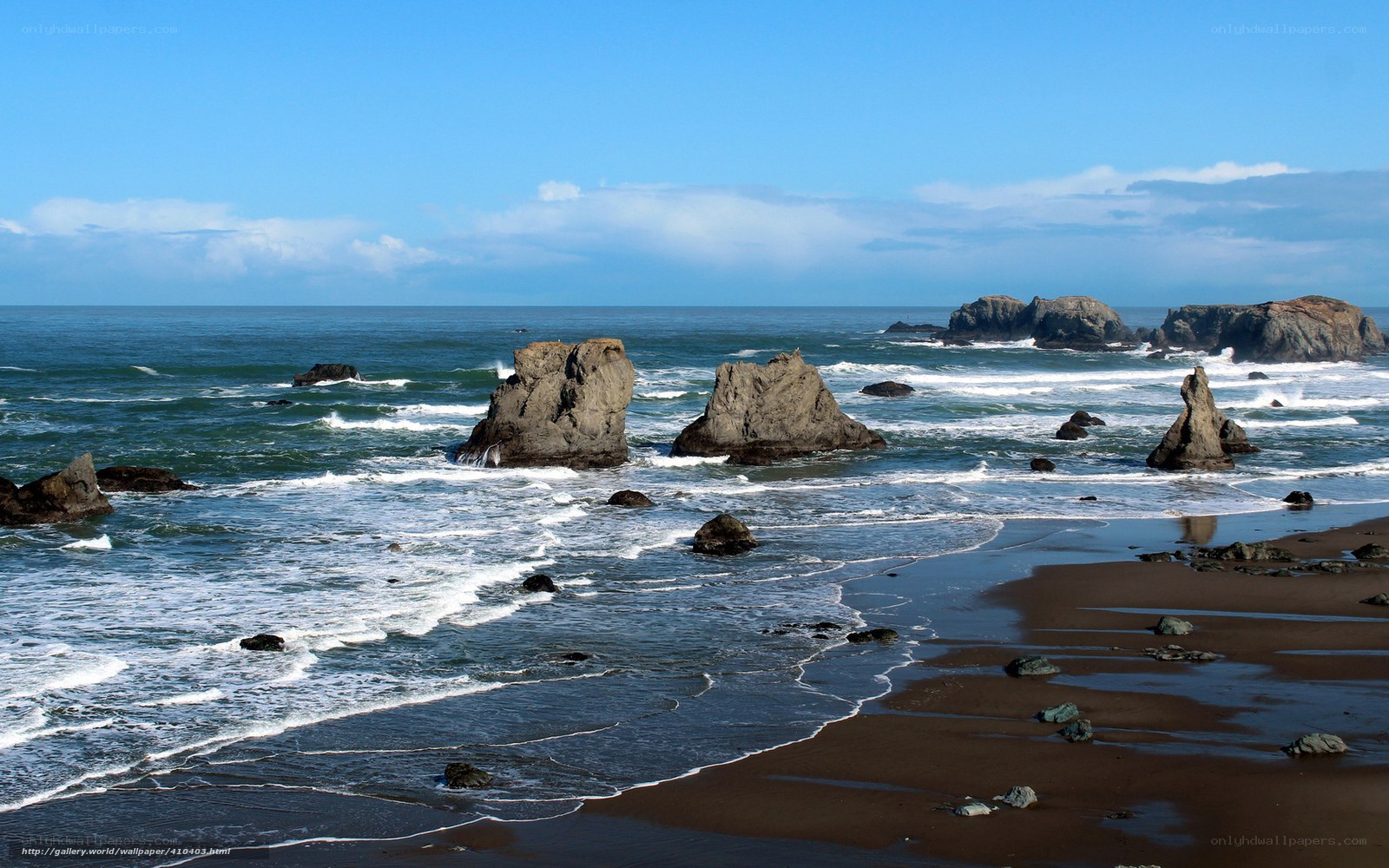 Rocky beach with sea stacks