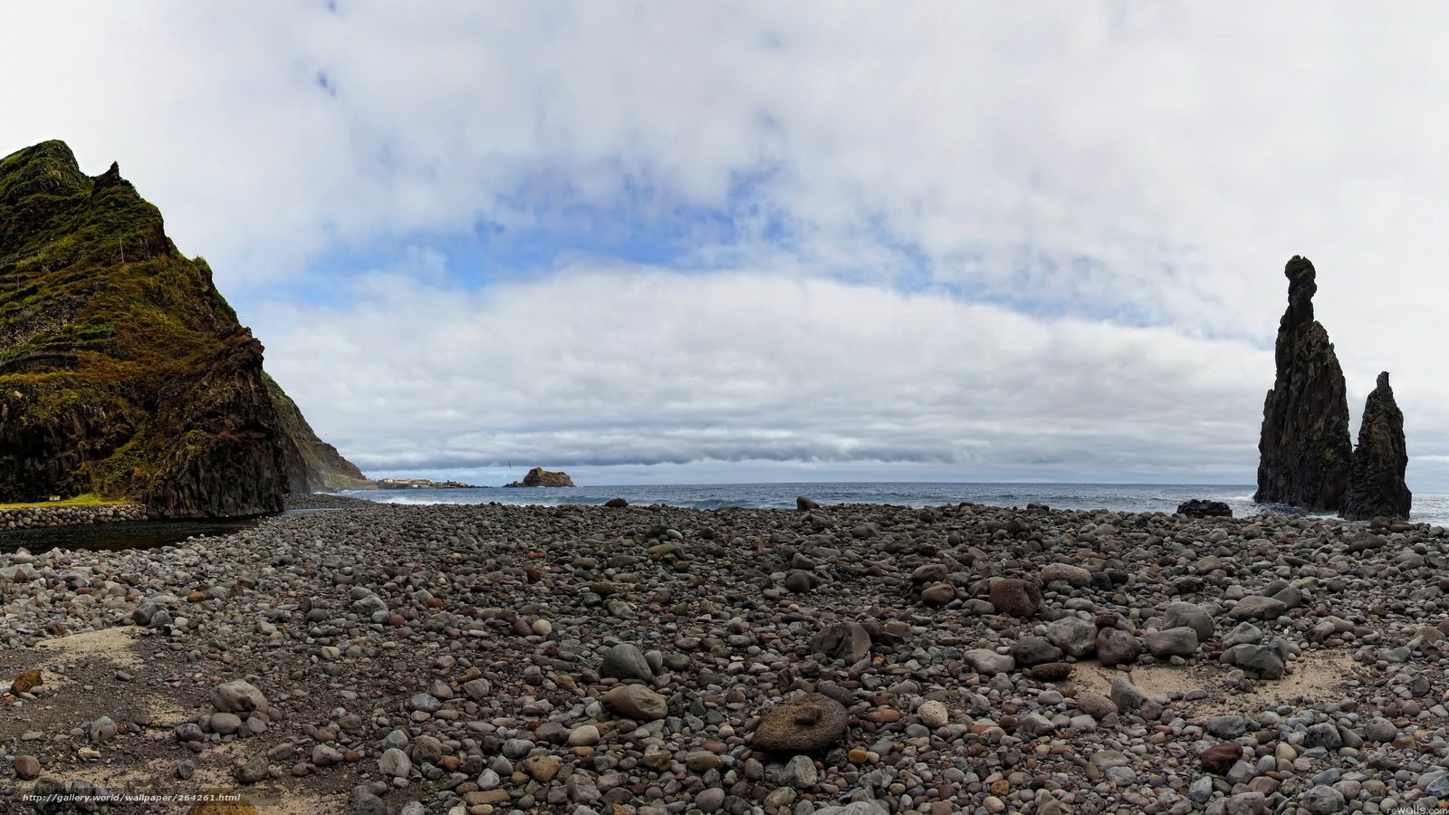 rocky beach with sea stacks