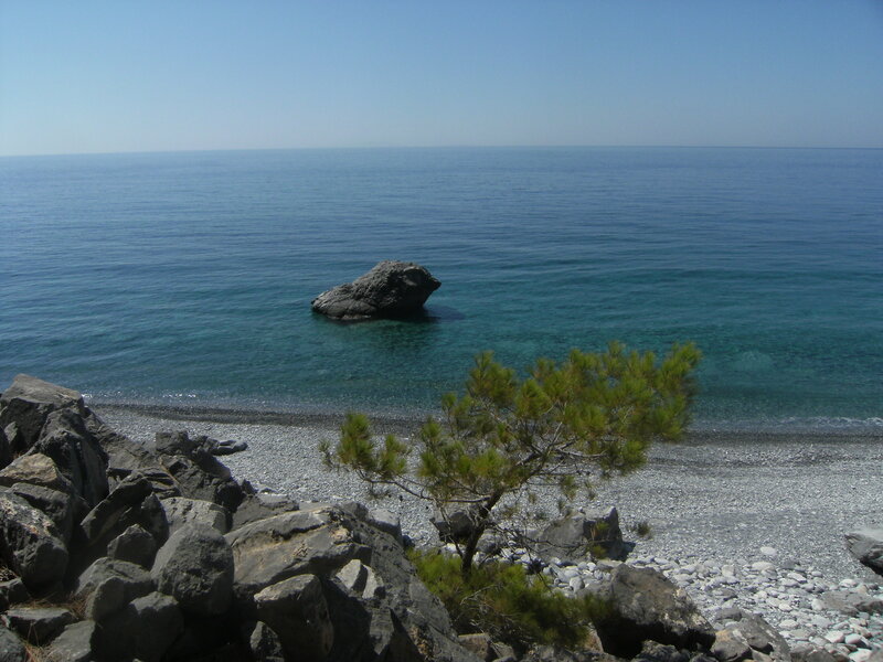 Rocky beach with sea view