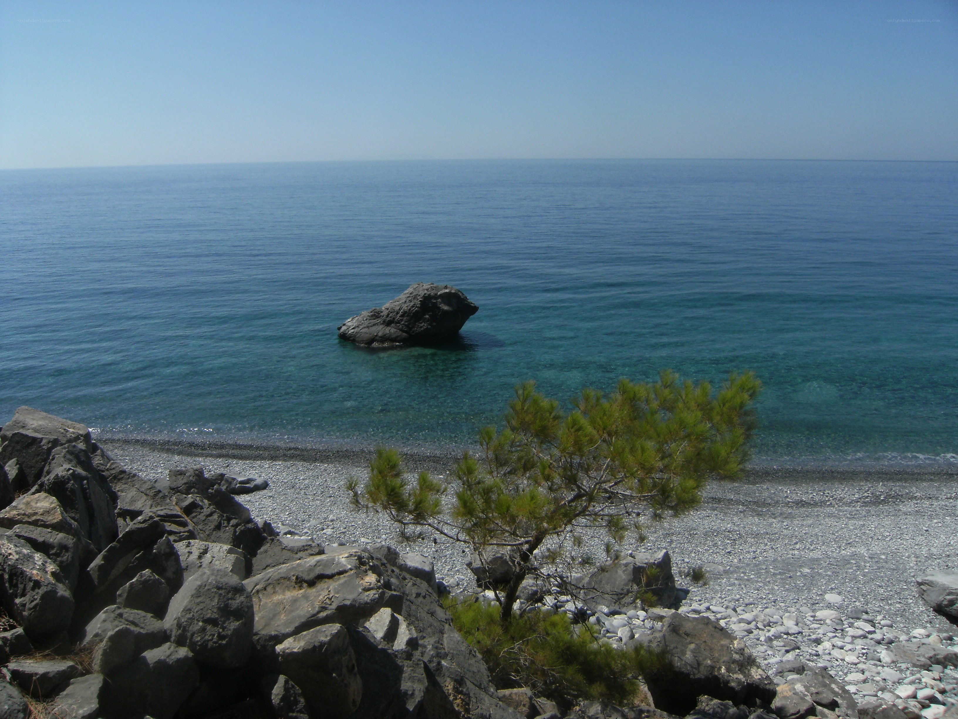 Rocky beach with sea view