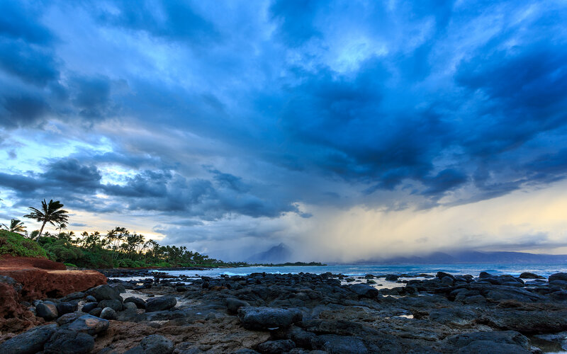 Rocky Beach with Storm Clouds