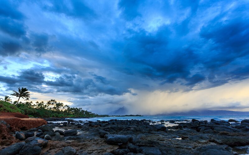Rocky Beach with Storm