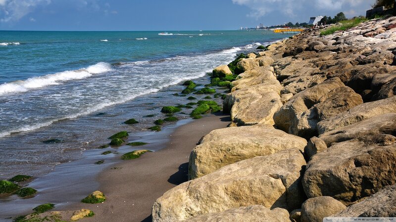 Rocky beach with turquoise sea