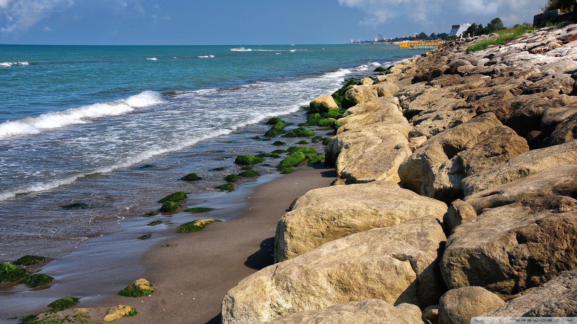 Rocky beach with turquoise sea