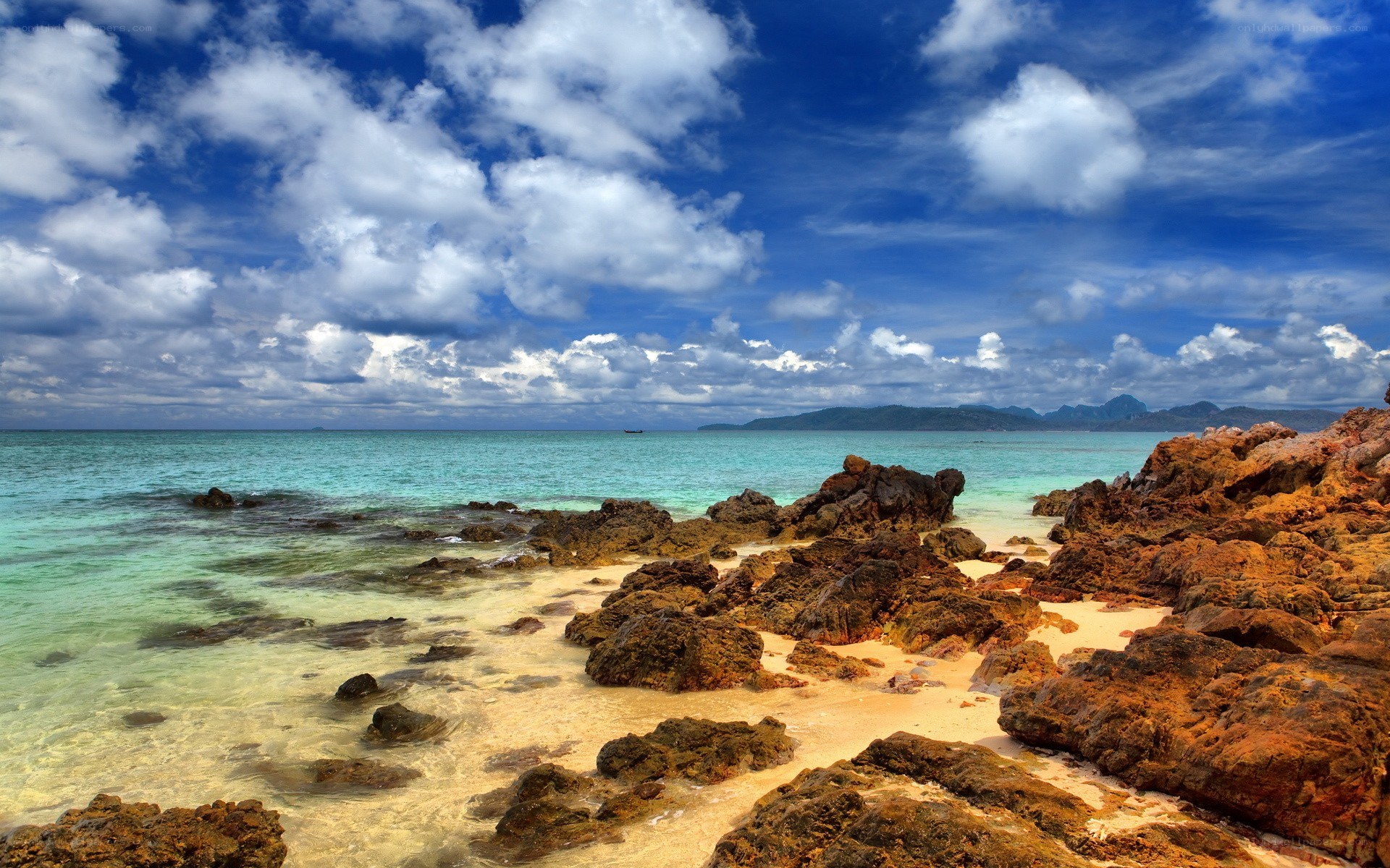 Rocky beach with turquoise water