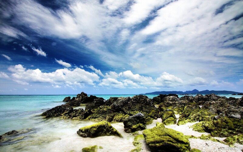 Rocky beach with turquoise water