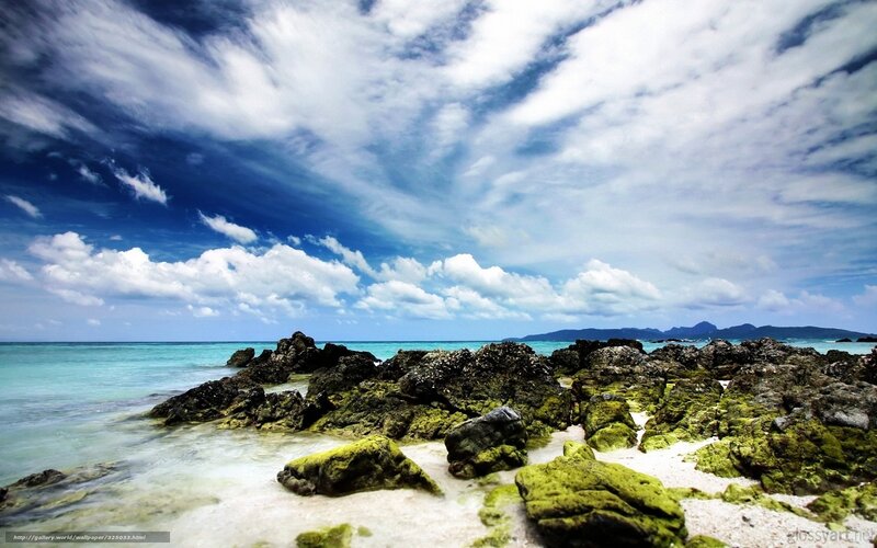 Rocky beach with turquoise water