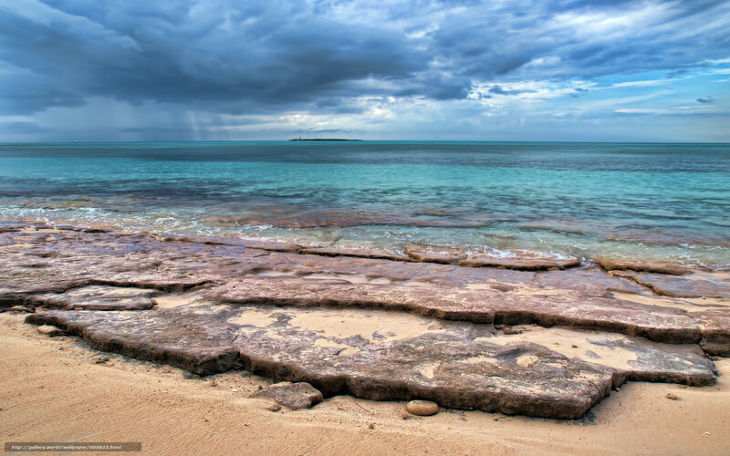 Rocky Beach with Turquoise Water — Blue, Dramatic