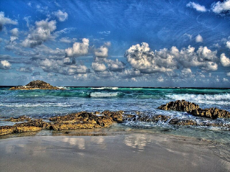 Rocky Beach with Waves — Blue, Dramatic, Afternoon, Photograph