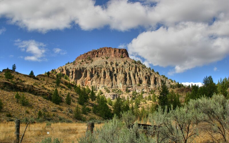 Rocky Butte with Trees — Blue