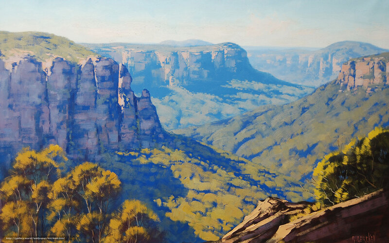Rocky Canyon Landscape — Blue, Serene