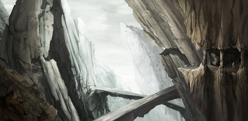 Rocky Canyon Landscape — Gray, Dramatic, Digital Art