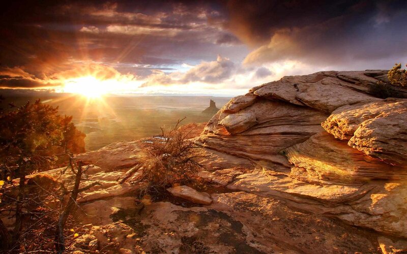Rocky Canyon Landscape — Orange, Dramatic, Sunset