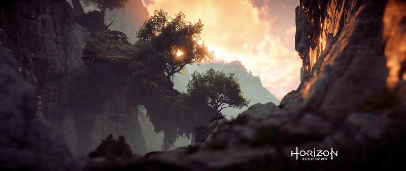 Rocky Canyon Landscape — Orange, Serene, Sunset