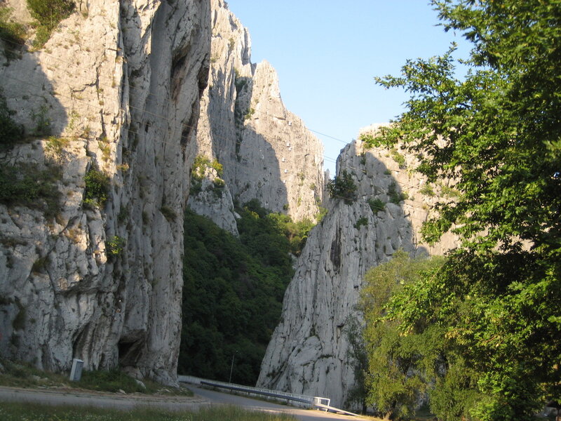 rocky canyon with winding road