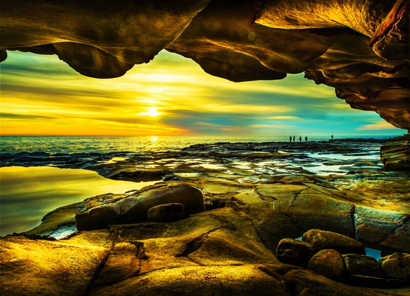 Rocky Cave at Sunset