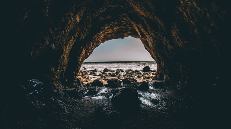 Rocky Cave Opening — Black