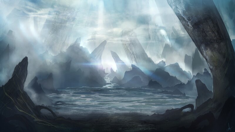 Rocky Cavern with Water