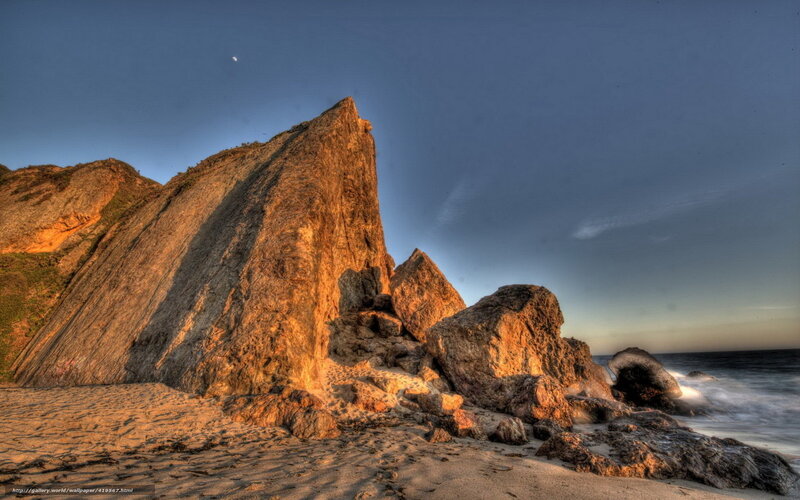 Rocky Cliff at Beach — Blue, Dramatic