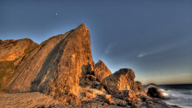 Rocky Cliff at Beach — Blue