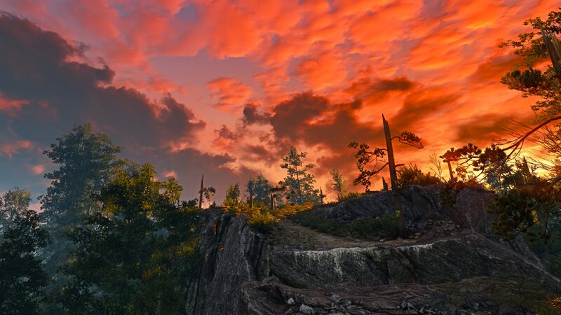 Rocky Cliff at Sunset — Orange, Dramatic, 3d Render