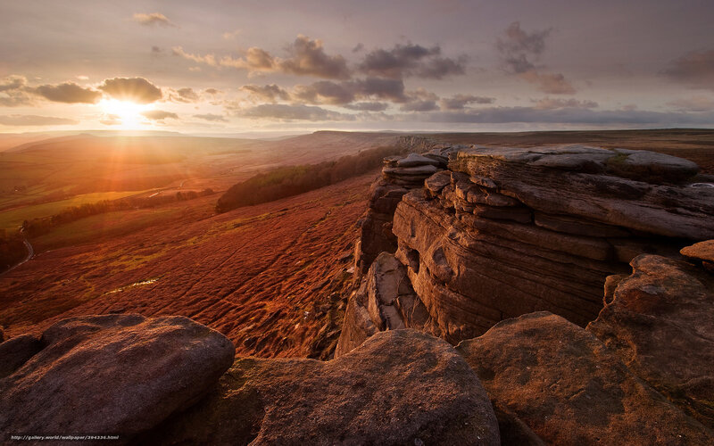 Rocky Cliff at Sunset — Orange, Dramatic, Photograph, Sun, Clouds