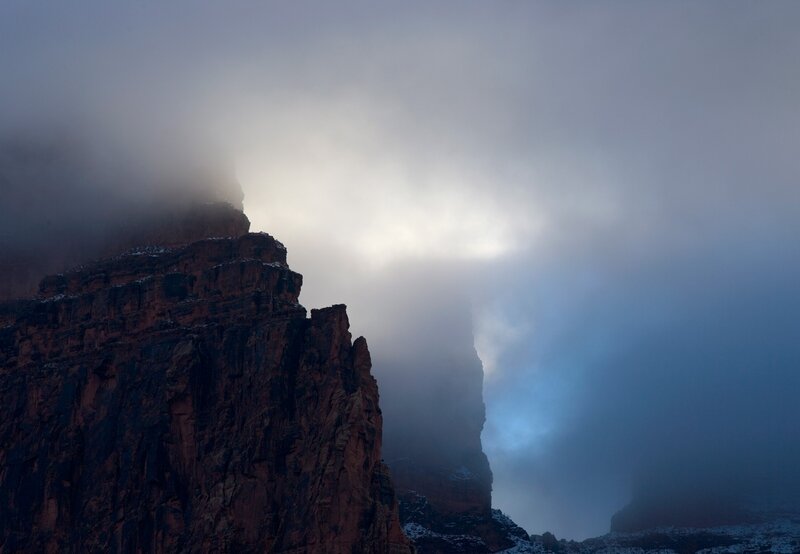 Rocky Cliff in Fog