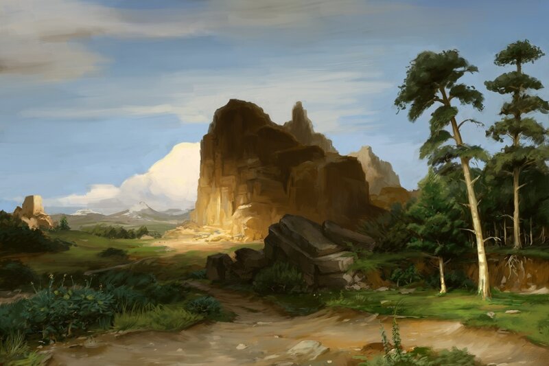 Rocky Cliff in Valley