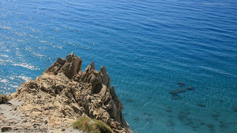 Rocky Cliff Overlooking Sea — Blue, Serene