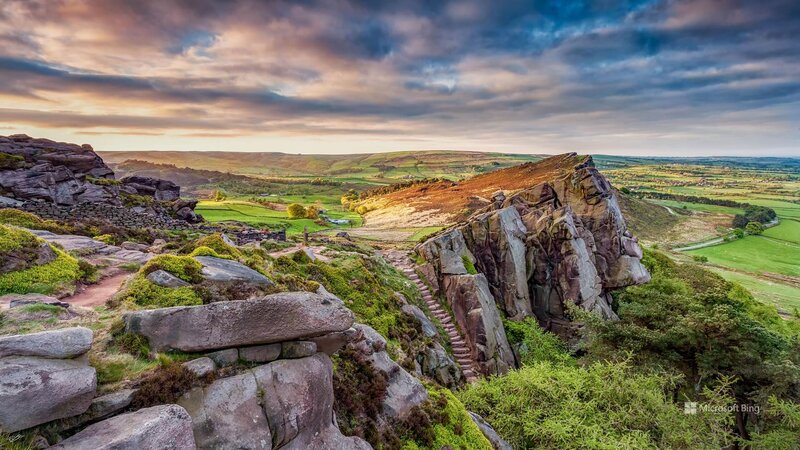 Rocky Cliff Overlooking Valley — Green